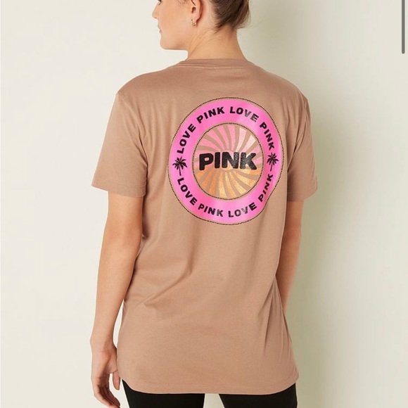 Brand new pink campus short sleeve tee and matching foldover shorts - Picture 2 of 5